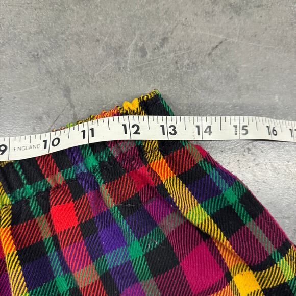 Vintage Y2k Plaid Multicolor Made In Usa Cutoff Sweat Shorts Small - Picture 4 of 5